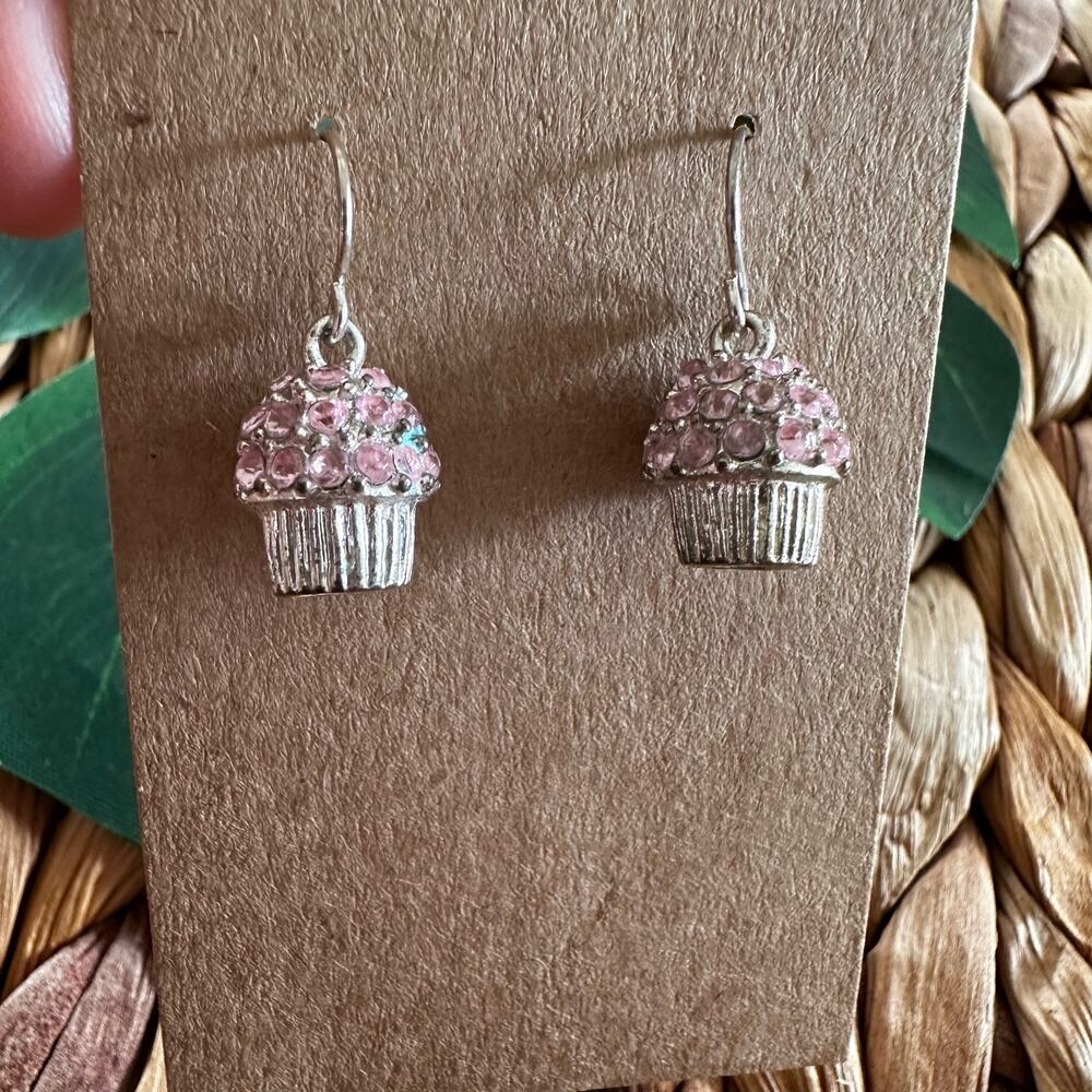 BOGO FREE Crystal pink cupcake earrings